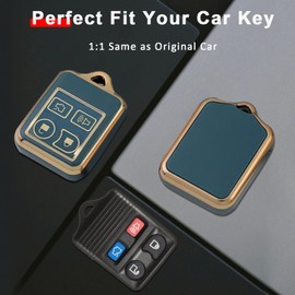 POSAID Key Fob Cover for Ford Mustang Focus Explorer Edge Taurus,Key Fob Case for Lincoln, Mercury with Key Ring 4 Buttons, Blue