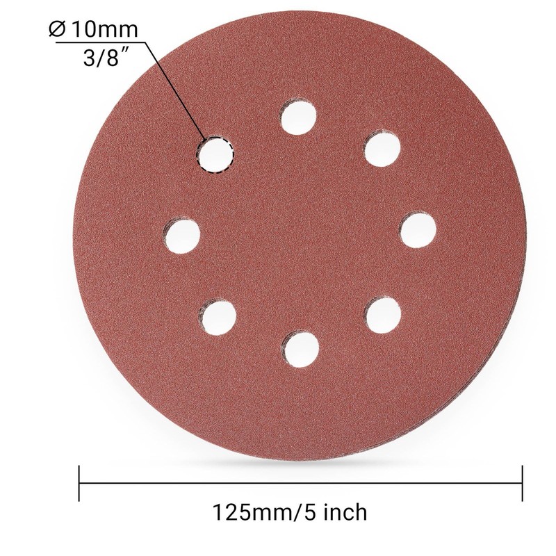 YoiYee 150 Grit Sanding Discs Pads, 8 Holes, 125mm/5-inch Hook