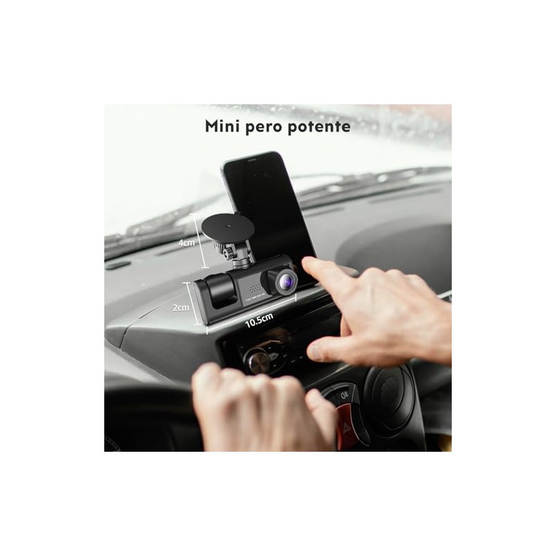 PTHTECHUS®DashCam para Auto, HD 1080P Cámara triples Delanteras y traseras