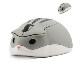 Wireless Mouse Cute Hamster Shape Silent Click Portable Compact Optical 1200DPI USB Cordless Mice for PC Laptop Computer Notebook MacBook Kids Girl Boy Men Women Adults School Office Work Gift (Gray)