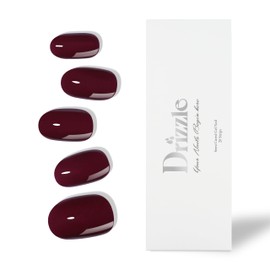 Drizzle Semi Cured Gel Nail Strips, Real Nail Polish Art Stickers (UV/LED Light Required), Glossy, Glitter, Solid Color, Full Nail Wraps Long Lasting, Nail Strips Decal for Women (Perfect Red)