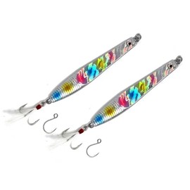 FISHZONE - 10 Pack 2 x KONICHI RIP RIDER Long Cast Fishing Lures - 10.50cm / 35g - Dressed Marine Mylar Treble & In-line 3/0 Hook (4 Colours Designs) For Predatory Fishing (Candy)