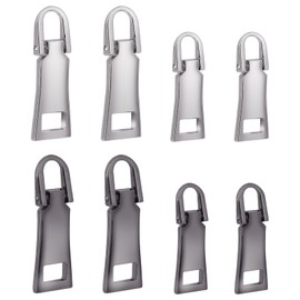 8 PCS Zipper Pull Replacement, Metal Zipper Pull Tabs Zipper Handle Zipper Repair Kit Universal Zipper Fixer for Luggage Clothing Suitcases Jackets Backpacks Boots Purse Coat(2 Size, Silver/Gun Black)