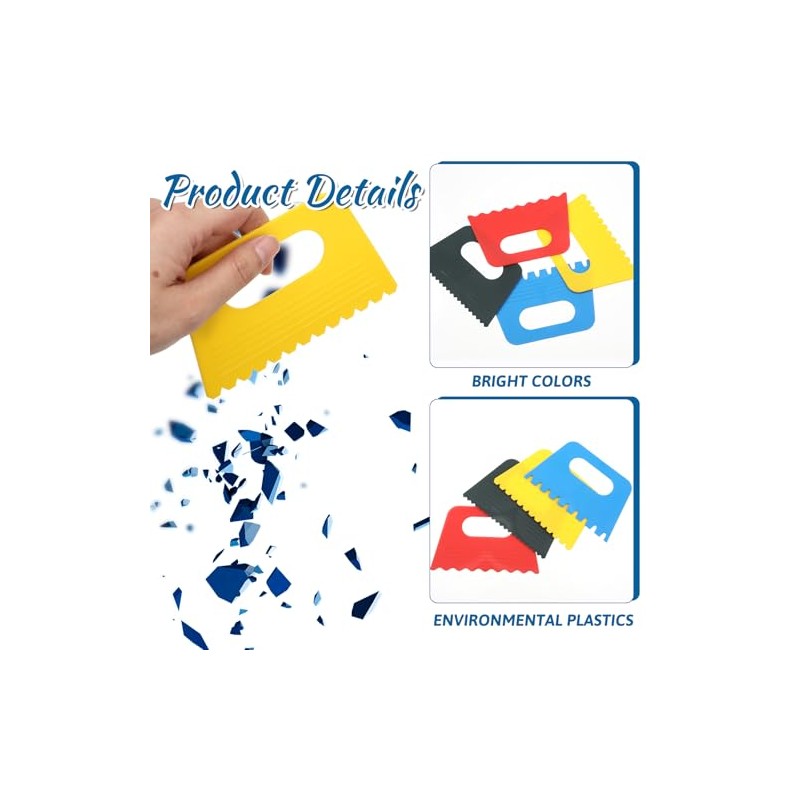 4 Pcs Paint Texture Tools, Plastic Paint Scraper Supplies Kit,