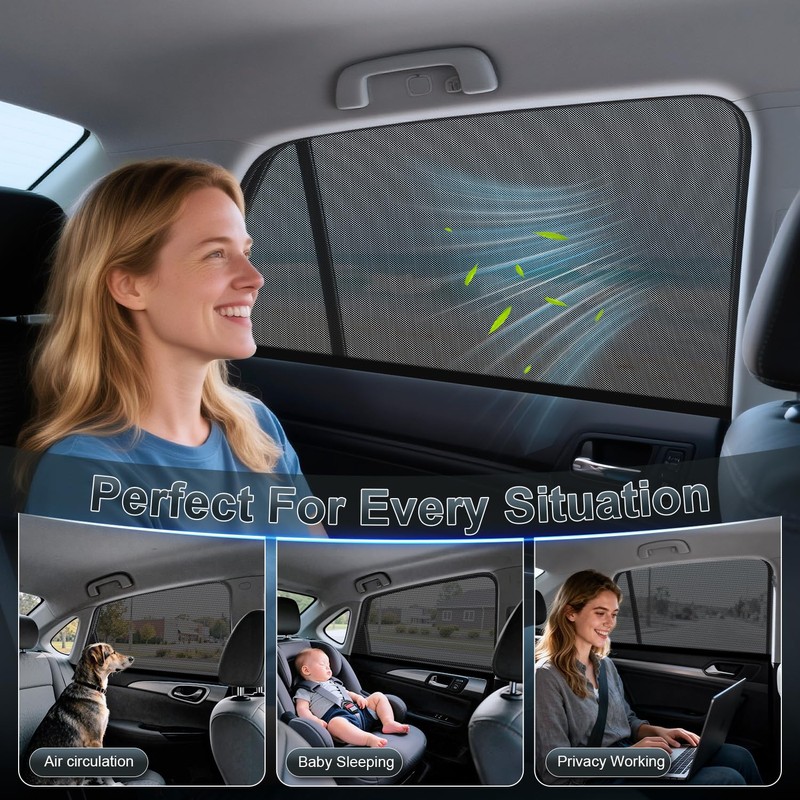PEYOU Car Window Shades for Baby 2 Pack, Stretchable &
