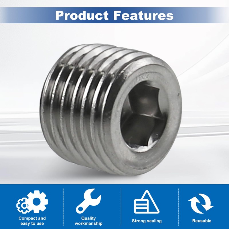 CNQLIS 20 Pcs Stainless Steel Pipe Plug NPT Plug Fitting