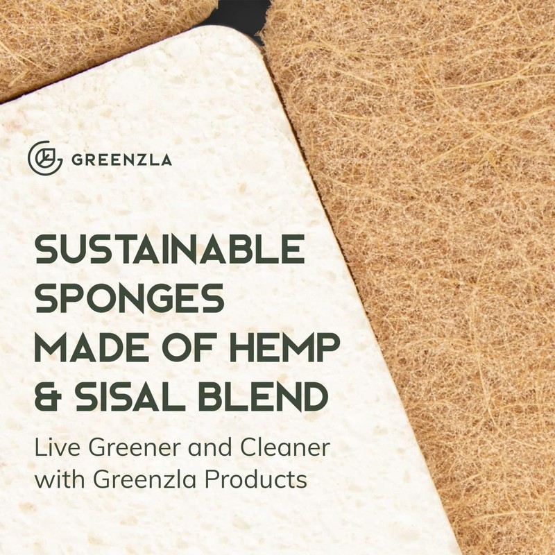 Greenzla Spugne da cucina naturali, confezione da 6 – Spugna