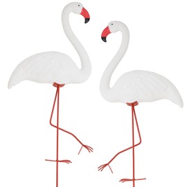 White Flamingo Yard Decorations Pack of 2 Flamingo Decor Ornaments for Outdoor Lawn and Garden
