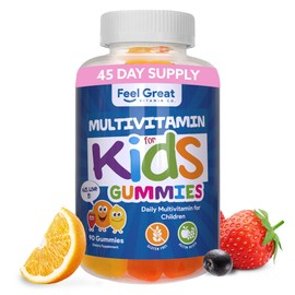 Feel Great Kids Multivitamin Gummies | Citrus & Strawberry Flavored Vitamins for Kids | Multivitamin Gummies with Vitamin D for Bone, Muscle & Immune Support | Chewable Vitamins | 45-Day Supply