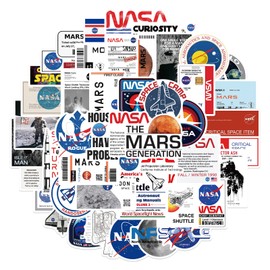 50Pcs Space Explorer NASA Stickers Water Bottles Laptop Phone Skateboard Car Computer Astronaut Spaceman Universe Planet Stickers Vinyl Waterproof Aesthetic Stickers Pack for Teens Kids Adults