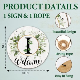 Letter I Wreaths Welcome Sign For Front Door, Greenery Boho Decorations Monogram Sign For Home, Initial Door Signs Wreath For All Seasons, Last Name Signs Housewarming Gifts For Friends Family -09