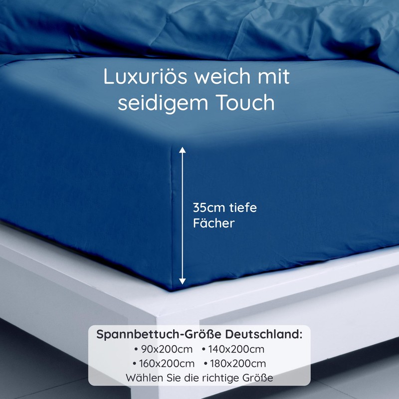 Bed Sheet Navy Blue Fitted Sheet 160 x 200 cm