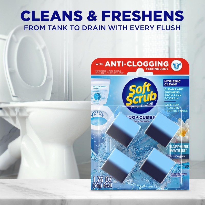 Soft Scrub In-Tank Toilet Cleaner Duo-Cubes, Sapphire Waters, 4 Count