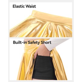 KEREDA Girls Metallic Skater Skirts Shiny Flared Holographic Skort Gold 5-6T