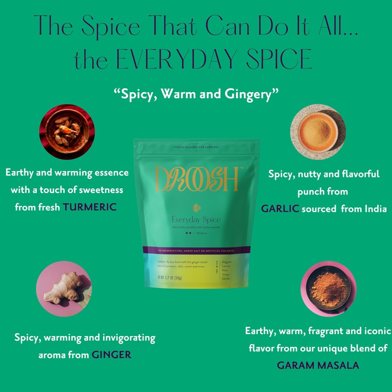 Droosh Everyday Spice Mix, Indian Spices, Ginger Spice Powder for