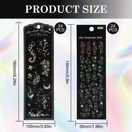 OQXEJPHFN 48 Sheets Korean Deco Stickers, Kpop Photocard Stickers, Self Adhesive Holographic Star Moon Decals