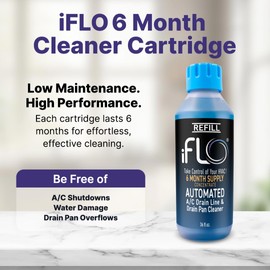 iFLO® Smart Automated A/C Drain Line Cleaner Cartridge, 6 Month Supply, Includes 3 Packs of 36oz
