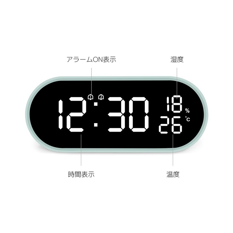 mooas Rolling Pop Mirror Clock, Digital Clock with USB Charging