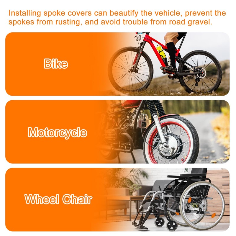 HARFINGTON 144pcs Spoke Skins Covers 0.2" Plastic Universal Dirt Bike