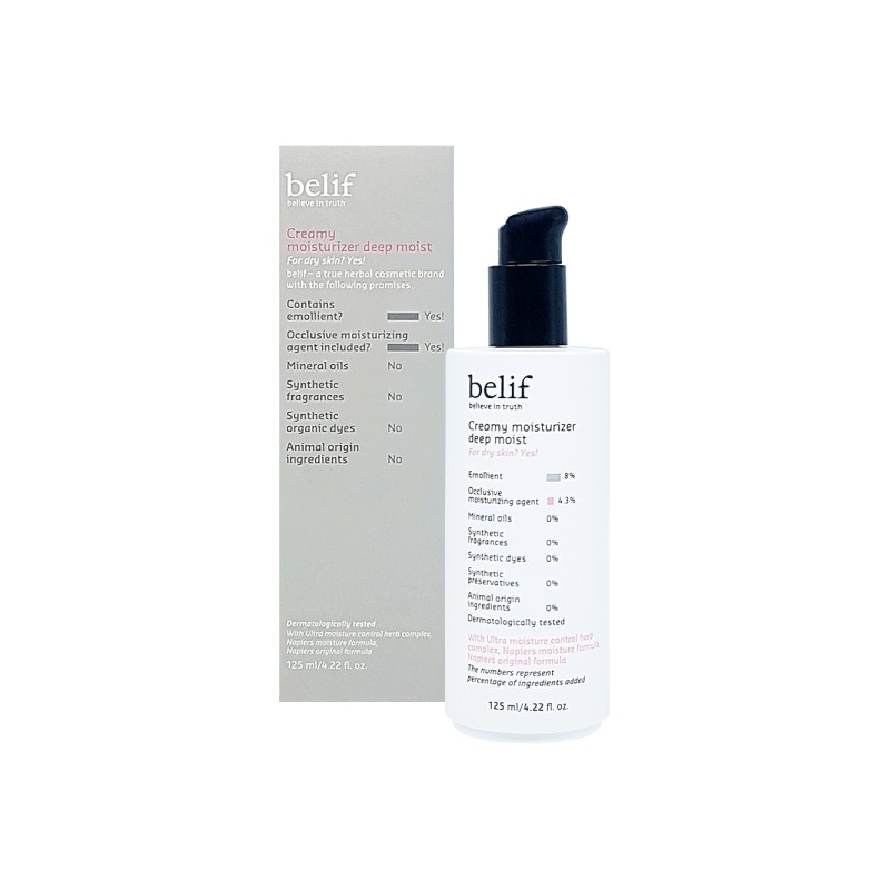 Belief Creamy Moisturizer Deep Moist 125ml A moisturizing lotion that