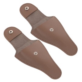 VICASKY 2pcs Pu Leather Cuticle Scissor Case Nail Scissor Sleeve Holder for Easy Storage Protection Compact Design for Go Nail Care Deep Brown