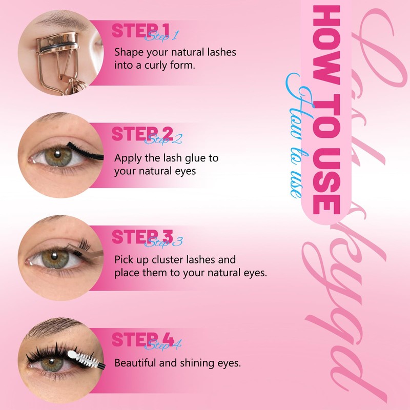 Lash Clusters Kit Eyelash Clusters 12‑18mm Long Volume Individual Lashes