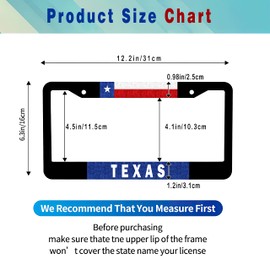 Smoaffly License Plate Frame,Texas Flag Tag Decorative Aluminum Metal Cover for Women,U S Canada Standard,Auto Vehicle Accessories 2 Holes with Screw Caps—12x6 Inch