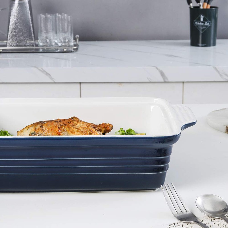 KOOV Ceramic Casserole Dish With Lid, Covered Rectangular Set, Lasagna