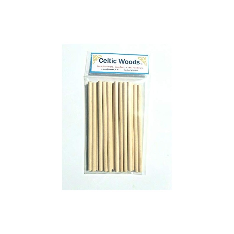 15cm Wooden Craft Sticks - Hardwood Dowels Poles 6mm Diameter