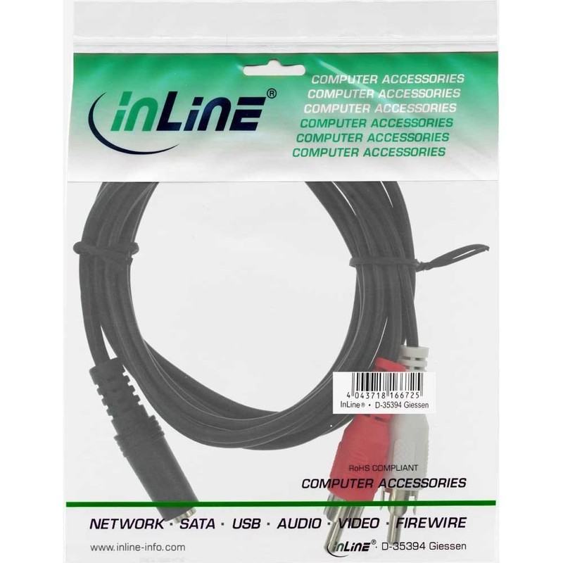 InLine® Audio cable, InLine®, 2x RCA M to 3,5mm F