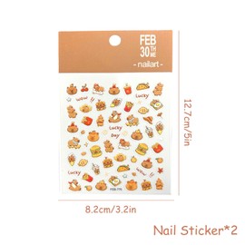 Nail Stickers, 2 Sheets Capybara Nail Stickers, Capybara Relief Nail Stickers, Charms Nails, Fingernails for Sticking on Children, DIY Nail Art Decoration for Women, Girls, Children