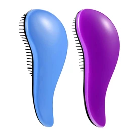 Cepillo para desenredar pelo para adultos y niños, peine profesional sin dolor, cepillo para desenredar el pelo para cabello natural, rizado, liso, húmedo o seco (paquete de 2, azul y morado)