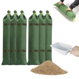 Estresen 6 x Sandbags for Filling with 1 x Shovel, 60 x 20 cm Silo Sandbags Unfilled, UV-Resistant Reusable Flood Sandbag with Handles Flood Protection Water Barrier