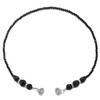 COOLSTEELANDBEYOND Black Beads Statement Necklace Crystal Chain Choker Collar Clasp