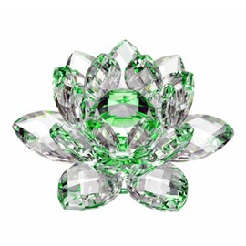 Amlong Crystal Hue Reflection Lotus Flower with Gift Box, 5 inch, Green