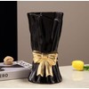WLGRANJIA Black Ceramic Bow Vase, 9.3 Inch Flower Vase for