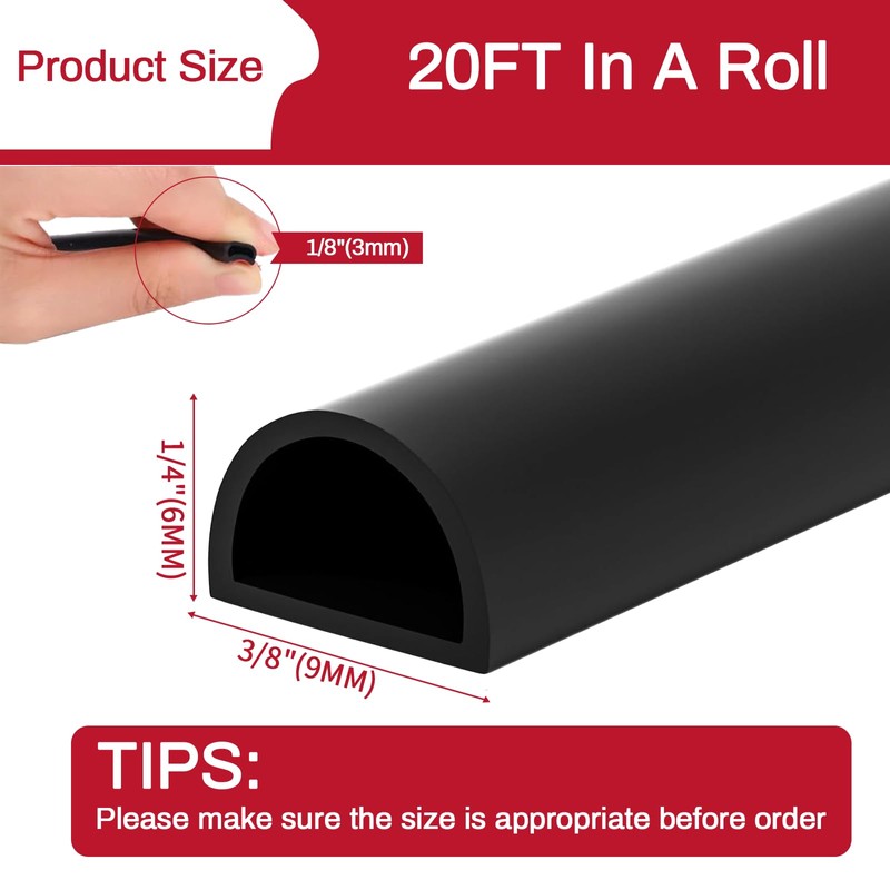 RAINFLOW 20FT Weather Stripping Door Seal - Self Adhesive Door