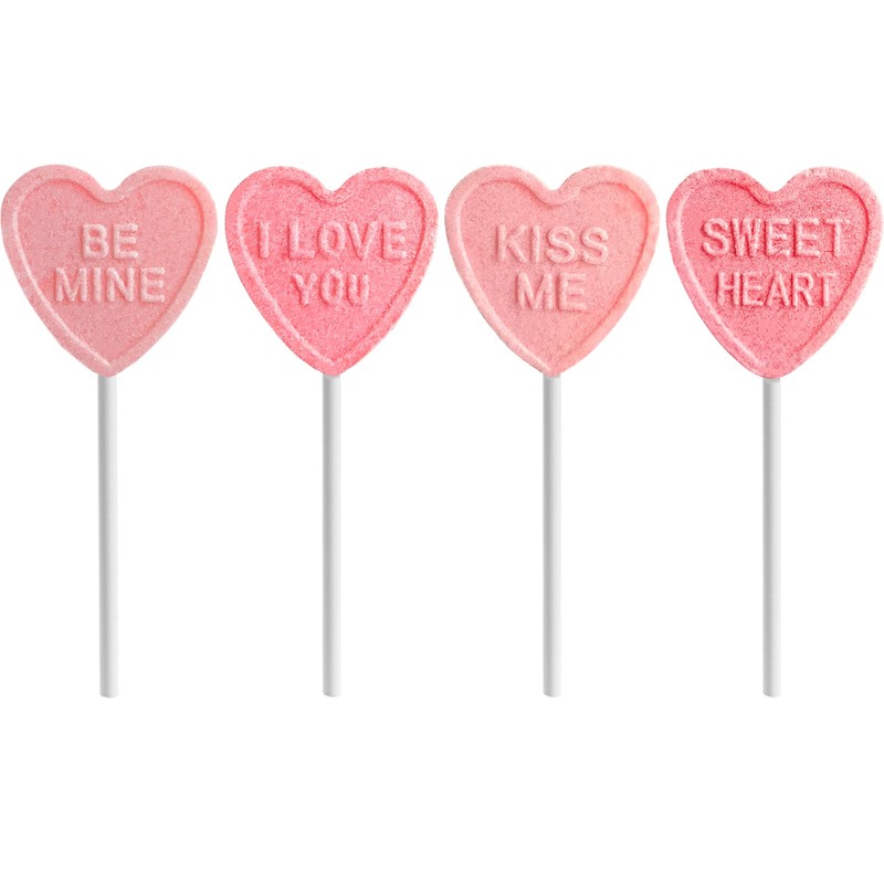 Fruidles Valentine's Heart Lollipop Candy Sucker Assortment, Dextrose Pressed Candy,