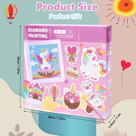 KEEHOM Diamond Painting Kit for Kids, 5D Gem Diamond Art Craft, 11PCs DIY Diamond Art with Painting Photo Frame Keychains Stickers for Ages 5-12 Birthday Festival Gift