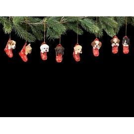 Figuren Shop GmbH Christmas Tree Decoration Dog - Shih Tzu in Stocking | Decorative Item for Hanging, Hand-Painted