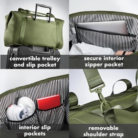 Fit & Fresh Neoprene Weekender Duffel Bag, Moss Green, Carry-On