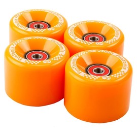 FunTomia Pack of 4 Longboard/Skateboard/Mini Board Wheels (Big Wheels) in 65 x 45 mm 80A Including ABEC-9 Ball Bearings and Metal Spacer 80A Wheel Hardness + T-Tool (Orange)