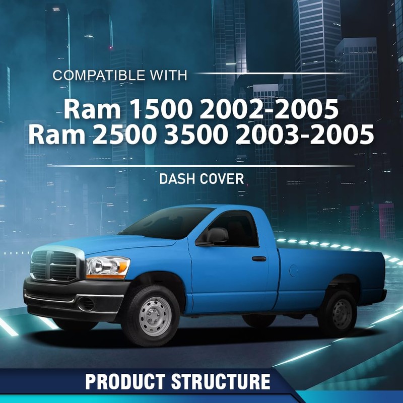 PIT66 Dash Cover Cap Compatible with Dodge Ram 1500 2002