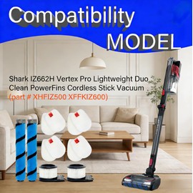 IZ662H Accessories Kit for Shark IZ662H Vertex Pro Lightweight Duo Clean PowerFins Cordless Stick Vacuum Replacement Parts XHFIZ500 XFFKIZ600 855FFJ362H