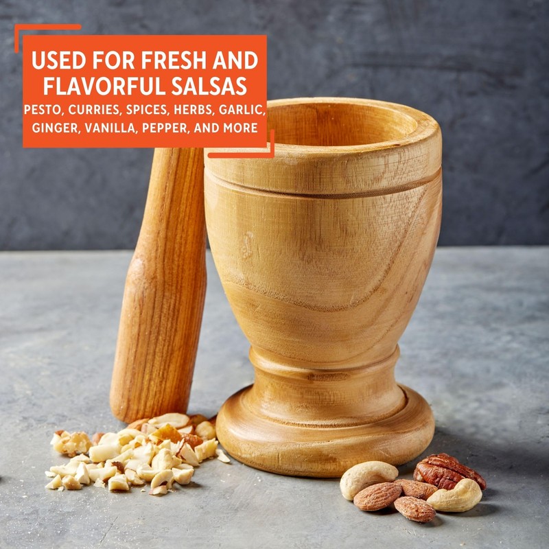 IMUSA USA Small Wood Mortar & Pestle