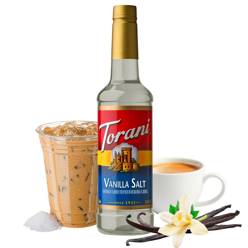 Torani Salted Vanilla Flavored Drink Syrup, 25.4 fl oz (Pack