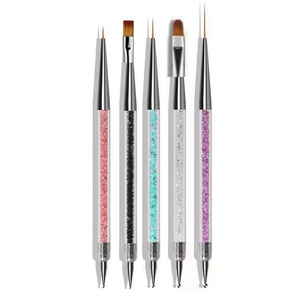 ZEOHBETY Nail Art Brushes, 5Pcs Nail Art Liner Brushes, Dotting