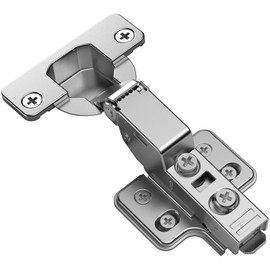 Kimdot 4 Pieces Half Overlay Frameless Soft Close Kitchen Cabinet Hinge 35mm Cup 105 Degree Adjustable Clip-On Three Way Self-Closing European Concealed Door Hinge Matching Screw for Easy Installation