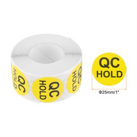 MECCANIXITY Inventory QC Hold Stickers Labels 25mm/1" Yellow for Inventory Warehouse Stock, 3 Roll 1500 Piece