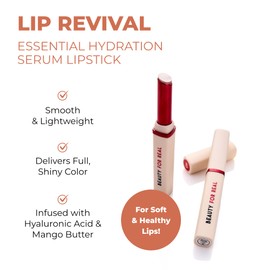 Beauty For Real Lip Revival Essential Hydration Serum Lipstick, Neutral Light - Lightweight & Hydrating - Contains Hyaluronic Acid, Mango Butter, and Nourishing Plant Oils